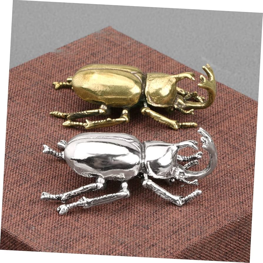 Amazon.co.jp: RORPOIR 銅製カブトムシ模型虫飾り シルバー